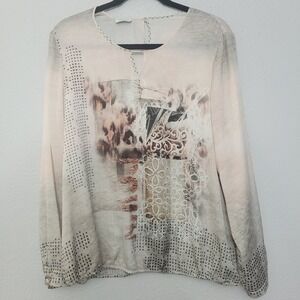 3 / $30 Gerry Weber Collection Top Blouse 14 Soft Pink Long Sleeve